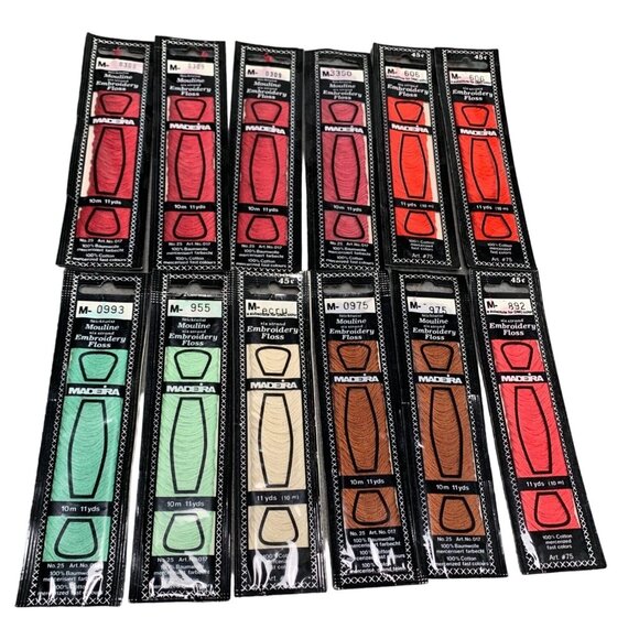 Madeira Embroidery Floss Set of 12 Colors 10m Each Mixed Shades Cotton & Polyest - Picture 1 of 5